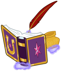 Size: 660x766 | Tagged: safe, artist:starshine-sentryyt, imported from derpibooru, friendship journal, inkwell, magic, no pony, quill, simple background, transparent background