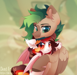 Size: 2544x2476 | Tagged: safe, artist:dedfriend, imported from derpibooru, oc, oc only, bat pony, pegasus, pony, bat pony oc, bat wings, duo, high res, wings