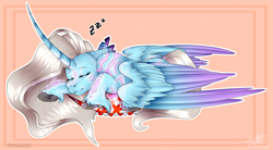 Size: 3492x1932 | Tagged: safe, artist:chazmazda, imported from derpibooru, oc, oc only, oc:the queen, alicorn, earth pony, pegasus, pony, unicorn, background, carpet, colored wings, cute, diamond, fangs, feather, glow, glowing, gradient, gradient wings, highlight, highlights, hoof fluff, hooves, horn, long hair, markings, photo, shading, shine, sleeping, solo, teeth, wings