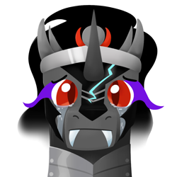 Size: 1000x1000 | Tagged: artist needed, safe, imported from derpibooru, king sombra, pony, unicorn, bust, crying, cute, male, sad, simple background, sombra eyes, sombradorable, stallion, white background, woobie