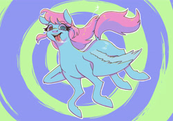 Size: 5905x4133 | Tagged: safe, artist:livzkat, imported from derpibooru, oc, oc only, oc:dipper, pegasus, pony, dribble, drool, floating, insanity, my little pony, pastel, solo, spit, swirling