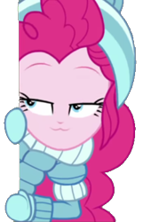 Size: 250x389 | Tagged: safe, edit, edited screencap, imported from derpibooru, screencap, pinkie pie, equestria girls, equestria girls series, holidays unwrapped, spoiler:eqg series (season 2), :3, background removed, peeking, simple background, solo, transparent background, winter break-in