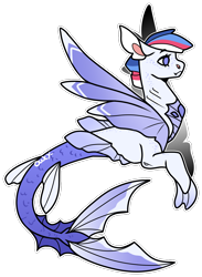 Size: 1022x1400 | Tagged: safe, artist:vintage-owll, artist:x-vintage--owl-x, imported from derpibooru, oc, oc only, hybrid, merpony, seapony (g4), dorsal fin, fin wings, fins, fish tail, mermaid tail, multicolored hair, simple background, solo, tail, transparent background, wings