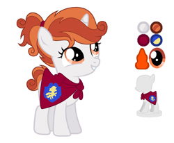 Size: 1280x1055 | Tagged: safe, artist:cobaltstaryt, imported from derpibooru, oc, oc only, oc:bit score, pony, unicorn, base used, cape, clothes, cmc cape, female, filly, offspring, parent:button mash, parent:sweetie belle, parents:sweetiemash, simple background, solo, white background