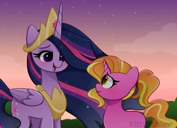 Size: 4096x2952 | Tagged: safe, artist:kittyrosie, imported from derpibooru, luster dawn, twilight sparkle, alicorn, pony, unicorn, season 9, the last problem, spoiler:s09, crown, cute, duo, female, jewelry, lusterbetes, mare, older, older twilight, princess twilight 2.0, regalia, smiling, the magic of friendship grows, twiabetes, twilight sparkle (alicorn)