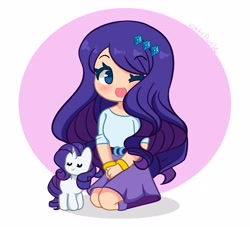 Size: 4096x3726 | Tagged: safe, artist:kittyrosie, imported from derpibooru, rarity, pony, unicorn, equestria girls, bracelet, chibi, cute, eyes closed, female, hairpin, jewelry, looking at you, mare, one eye closed, open mouth, raribetes, self ponidox, wink, winking at you