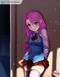 Size: 1244x1600 | Tagged: safe, artist:melisaongmiqin, imported from twibooru, fluttershy, human, equestria girls, humanized, image, png, summer swirl