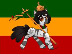 Size: 3200x2400 | Tagged: safe, artist:newvagabond, edit, editor:unofficial edits thread, imported from twibooru, pony, zebra, ethiopia, female, image, looking at you, nation ponies, png, ponified, quadrupedal, raised leg, solo
