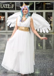 Size: 3669x5136 | Tagged: safe, imported from derpibooru, princess celestia, human, anime central, clothes, cosplay, costume, irl, irl human, photo, sleeveless