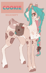 Size: 1386x2175 | Tagged: safe, artist:maximpy, imported from derpibooru, oc, oc only, oc:cookie, deer, deer pony, original species, pony, bag, female, mare, saddle bag, solo