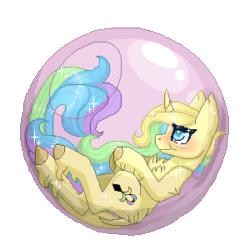 Size: 300x300 | Tagged: safe, artist:inspiredpixels, imported from derpibooru, oc, oc only, pony, unicorn, animated, blushing, curved horn, female, gif, horn, leonine tail, mare, solo, unshorn