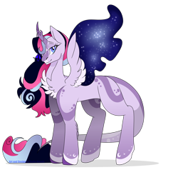Size: 2550x2500 | Tagged: safe, artist:reptaurdrawsmlp, artist:tired-horse-studios, imported from derpibooru, oc, oc only, alicorn, pony, ethereal wings, female, high res, magical lesbian spawn, mare, offspring, parent:rarity, parent:twilight sparkle, parents:rarilight, simple background, solo, transparent background, wings