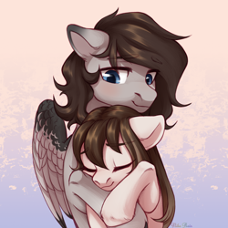 Size: 2500x2500 | Tagged: safe, artist:nika-rain, imported from derpibooru, oc, oc only, oc:hickory, oc:vantage, earth pony, pegasus, pony, commission, cute, female, high res, male, simple background, sketch, ych result