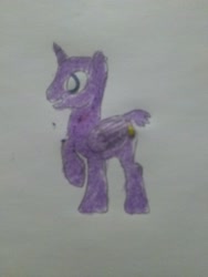 Size: 2448x3264 | Tagged: safe, artist:iloveponies, imported from derpibooru, oc, oc only, oc:purple artist, alicorn, pony, alicorn oc, high res, horn, photo, solo, traditional art, wings