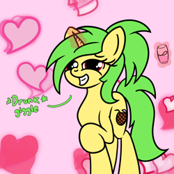 Size: 2000x2000 | Tagged: safe, artist:dafiltafish, imported from derpibooru, oc, oc:piña, pony, unicorn, alcohol, drunk, high res, magic