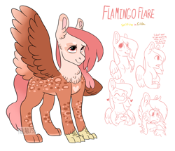 Size: 2272x1954 | Tagged: safe, artist:moccabliss, imported from derpibooru, oc, oc only, oc:flamingo flare, hippogriff, hybrid, female, interspecies offspring, magical lesbian spawn, offspring, parent:gilda, parent:spitfire, solo