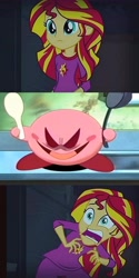 Size: 4096x8197 | Tagged: safe, edit, edited screencap, imported from derpibooru, screencap, sunset shimmer, equestria girls, rainbow rocks, devil kirby, evil grin, exploitable meme, grin, kirby, kirby (character), kirby (series), kirby of the stars, kirby right back at ya, meme, puffball, smiling, sunset screamer