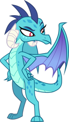 Size: 1841x3257 | Tagged: safe, artist:outlawquadrant, imported from derpibooru, princess ember, dragon, gauntlet of fire, season 6, dragon horns, dragon lord ember, dragoness, ember is not amused, female, hand on hip, hands on hip, hands on waist, looking sideways, simple background, solo, spread wings, transparent background, vector, wings