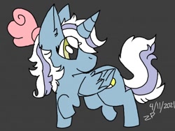 Size: 512x386 | Tagged: safe, artist:zapidomoon, imported from derpibooru, oc, oc:fleurbelle, alicorn, alicorn oc, bow, chibi, female, hair bow, horn, mare, wings, yellow eyes