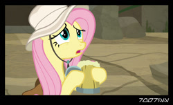 Size: 1288x782 | Tagged: safe, edit, edited screencap, editor:teren rogriss, imported from derpibooru, screencap, fluttershy, pegasus, pony, daring doubt, season 9, spoiler:s09, cider, cider mug, hat, mug, solo