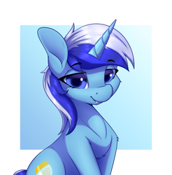Size: 2554x2600 | Tagged: safe, artist:aquaticvibes, imported from derpibooru, minuette, pony, unicorn, cute, eyebrows, eyebrows visible through hair, female, grin, high res, mare, minubetes, smiling, solo