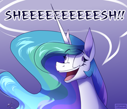 Size: 3500x3000 | Tagged: safe, artist:celes-969, artist:spirit-fire360, imported from derpibooru, princess celestia, alicorn, pony, derp, fanart, high res, majestic as fuck, meme, open mouth, sheesh, solo, wall eyed