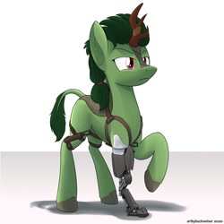 Size: 1000x1000 | Tagged: safe, artist:buckweiser, imported from derpibooru, oc, oc only, oc:grass cutter, oc:thistle leaf, kirin, amputee, male, prosthetic leg, prosthetic limb, prosthetics, sierra nevada, solo