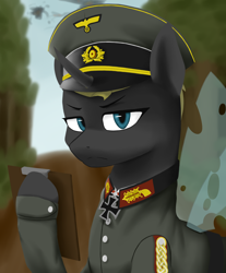 Size: 2900x3500 | Tagged: safe, artist:闪电_lightning, imported from derpibooru, oc, oc only, oc:stephen sen, changeling, hate symbol, high res, nazi, op is a duck, swastika