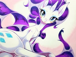 Size: 2048x1537 | Tagged: safe, artist:025aki, imported from derpibooru, rarity, pony, unicorn, blushing, female, mare, smiling, solo