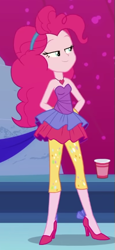 Size: 273x591 | Tagged: safe, imported from derpibooru, screencap, pinkie pie, equestria girls, equestria girls series, twilight under the stars, spoiler:eqg series (season 2), bare shoulders, clothes, cropped, female, rah rah skirt, skirt, sleeveless, smiling, solo, strapless