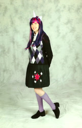 Size: 500x775 | Tagged: safe, artist:broadwaystar12, imported from derpibooru, twilight sparkle, human, clothes, cosplay, costume, irl, irl human, photo, socks, stockings, thigh highs