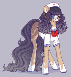 Size: 1280x1391 | Tagged: safe, artist:tinasivint, imported from derpibooru, oc, oc only, oc:tetida taromi, earth pony, pony, clothes, female, mare, sailor uniform, solo, tongue out, uniform