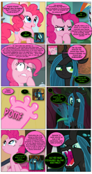 Size: 868x1638 | Tagged: safe, artist:dziadek1990, edit, edited screencap, imported from derpibooru, screencap, pinkie pie, queen chrysalis, rainbow dash, changeling, changeling queen, earth pony, pegasus, pony, a trivial pursuit, the mean 6, too many pinkie pies, alternate universe, baseball, comic, conversation, dialogue, female, polish, requested art, screencap comic, sports, text