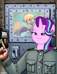 Size: 680x881 | Tagged: safe, imported from derpibooru, derpy hooves, starlight glimmer, joke, meme, nazi