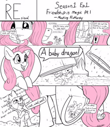 Size: 2000x2319 | Tagged: dead source, safe, artist:tsitra360, imported from derpibooru, fluttershy, spike, twilight sparkle, dragon, pegasus, pony, unicorn, comic:resized, :i, alternate universe, cartoon physics, comic, derp, fetish, flattened, high res, hooves, macro, micro, scene interpretation, shape change, stepped on, stomp, unicorn twilight