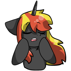 Size: 512x512 | Tagged: safe, artist:alex69vodka, imported from derpibooru, oc, oc only, oc:java, pony, unicorn, eyes closed, facehoof, female, meme, open mouth, simple background, sticker, transparent background