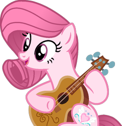 Size: 738x758 | Tagged: safe, artist:muhammad yunus, artist:tanahgrogot, imported from derpibooru, oc, oc only, oc:annisa trihapsari, earth pony, pony, cute, earth pony oc, female, guitar, mare, medibang paint, musical instrument, ocbetes, pink body, pink hair, pink mane, simple background, solo, transparent background