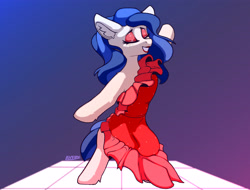 Size: 3961x3017 | Tagged: safe, artist:avery-valentine, imported from derpibooru, earth pony, pony, clothes, dancing, dress, ear fluff, eyes closed, high res, lipstick, makeup