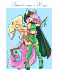 Size: 1800x2400 | Tagged: safe, artist:ambris, imported from derpibooru, fluttershy, anthro, pegasus, unguligrade anthro, adventuring is magic, belly button, boots, breasts, busty fluttershy, cloak, clothes, digital art, druid, dungeons and dragons, fantasy class, female, flattershy, flutterdruid, flutterthighs, hair over one eye, hood, legs, mare, midriff, miniskirt, pen and paper rpg, rpg, shoes, sideboob, skindentation, skirt, solo, staff