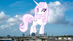 Size: 1920x1080 | Tagged: safe, artist:90sigma, artist:thegiantponyfan, imported from derpibooru, fleur-de-lis, pony, unicorn, female, florida, fort lauderdale, giant pony, giant unicorn, giantess, highrise ponies, irl, macro, mare, mega giant, photo, ponies in real life