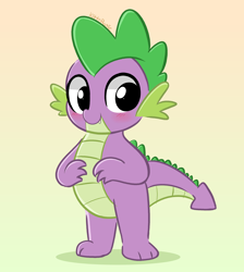 Size: 3656x4080 | Tagged: safe, artist:kittyrosie, imported from derpibooru, spike, dragon, blushing, cute, cute little fangs, fangs, high res, looking at you, male, smiling, solo, spikabetes