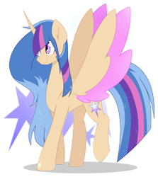 Size: 1280x1437 | Tagged: safe, artist:auroranovasentry, imported from derpibooru, oc, oc only, oc:galaxy sparkle, alicorn, pony, female, mare, simple background, solo, transparent background, two toned wings, wings