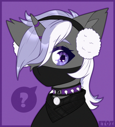 Size: 2000x2200 | Tagged: safe, artist:etoz, imported from derpibooru, oc, oc only, oc:zypher, pony, unicorn, choker, clothes, collar, cute, eyebrows, eyebrows visible through hair, face mask, female, high res, horn, mare, mask, unicorn oc, wingding eyes