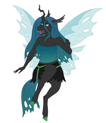 Size: 3000x3481 | Tagged: safe, artist:bluet0ast, imported from derpibooru, queen chrysalis, anthro, changeling, changeling queen, unguligrade anthro, clothes, female, high res, open mouth, simple background, skirt, solo, transparent background