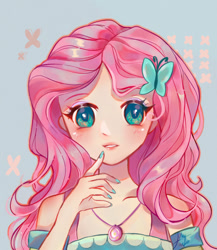 Size: 900x1039 | Tagged: safe, artist:whiskyice, imported from derpibooru, fluttershy, butterfly, human, equestria girls, equestria girls series, colored pupils, cute, female, geode of fauna, humanized, looking at you, magical geodes, nail polish, shyabetes, solo