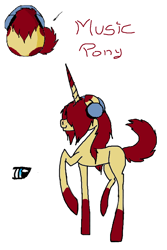 Size: 640x960 | Tagged: safe, artist:beamybutt, imported from derpibooru, oc, oc only, pony, unicorn, base used, coat markings, egg, eyelashes, hair over eyes, headphones, horn, male, raised hoof, simple background, smiling, socks (coat markings), solo, stallion, unicorn oc, white background