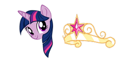 Size: 290x145 | Tagged: safe, imported from derpibooru, twilight sparkle, alicorn, pony, big crown thingy, crown, cursor, element of magic, horn, jewelry, mouse cursor, multicolored hair, pink hair, purple eyes, purple hair, purple skin, regalia, simple background, solo, transparent background, twilight sparkle (alicorn)