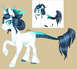 Size: 935x834 | Tagged: safe, artist:eperyton, imported from derpibooru, oc, oc only, pony, unicorn, brown background, duo, female, horn, mare, raised hoof, signature, simple background, smiling, unicorn oc