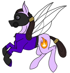 Size: 2954x3072 | Tagged: safe, artist:agdapl, imported from derpibooru, flutter pony, pony, clothes, crossover, female, gas mask, high res, mask, ponified, rule 63, species swap, team fortress 2, wings