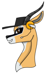 Size: 1505x2419 | Tagged: safe, artist:agdapl, imported from derpibooru, gazelle, antlers, bust, crossover, hat, headset, horns, male, scout, simple background, smiling, solo, species swap, team fortress 2, transparent background